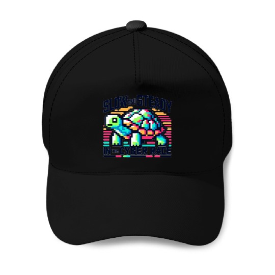 Cyber Turtle - Slow and Steady in 8-bit Color Baseball Caps