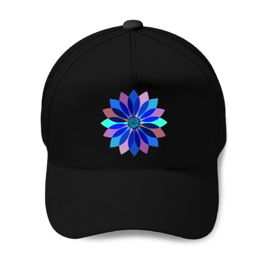 Neon Floral Mandala Baseball Caps