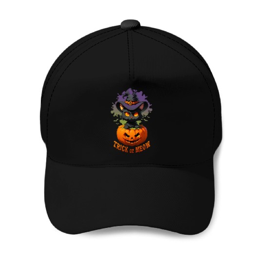 Trick or Meow Baseball Caps