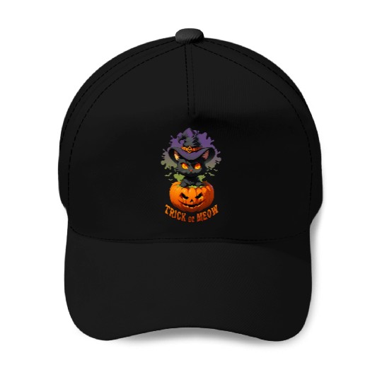 Trick or Meow Baseball Caps