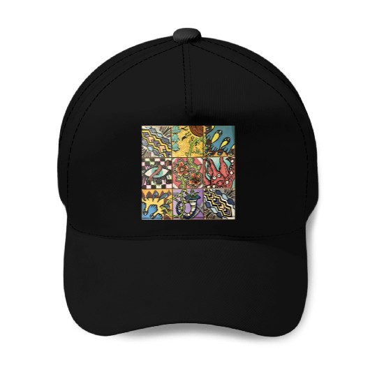 Hand painted wooden squares art by KateToxin Baseball Caps