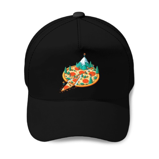 Pizza Hiking People Baseball Caps