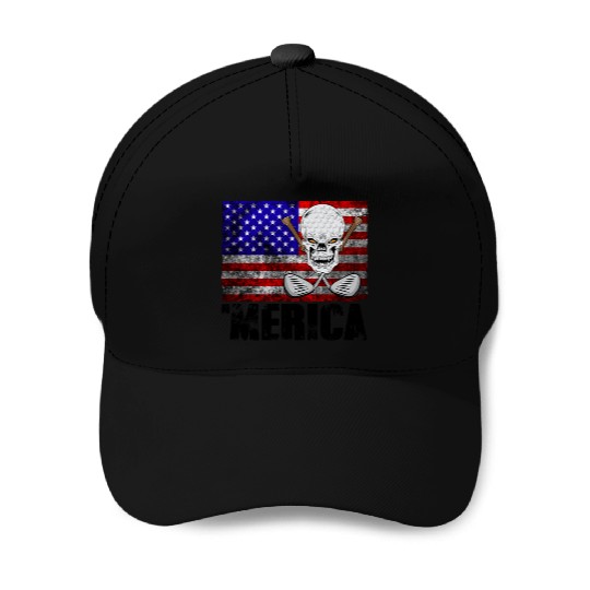 Merica Golf Baseball Caps