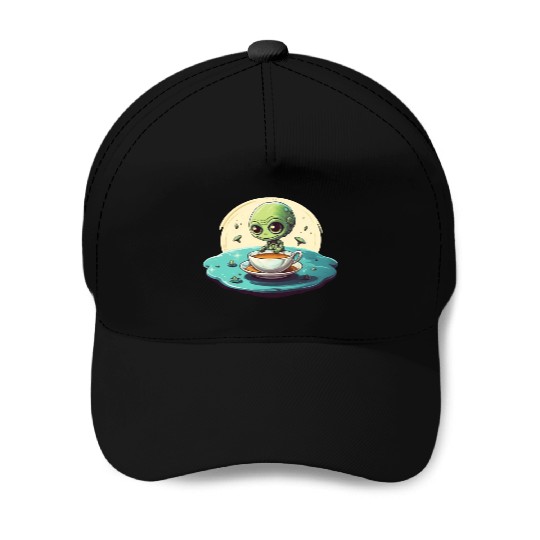 green alien coffee coffee drinker Baseball Caps