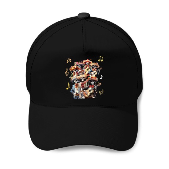 Day of the Dead Skeleton Band Baseball Caps