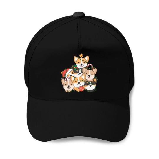 Corgi Christmas Tree Funny Animal Christmas Baseball Caps
