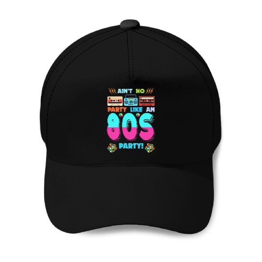80s Party Vibes - Retro Design with Cassette Tapes Baseball Caps
