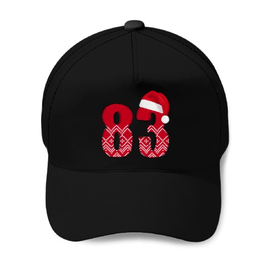Number 83 - Happy Christmas Eighty Three Baseball Caps