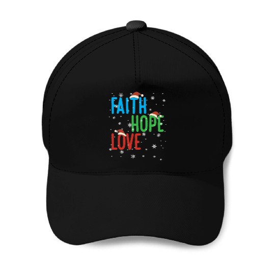 Faith Hope Love Religious Family Christmas Santa Baseball Caps