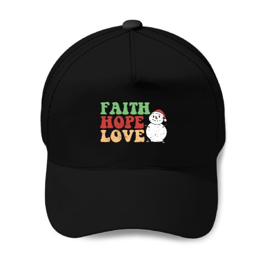 Faith Hope Love Religious Family Christmas Baseball Caps