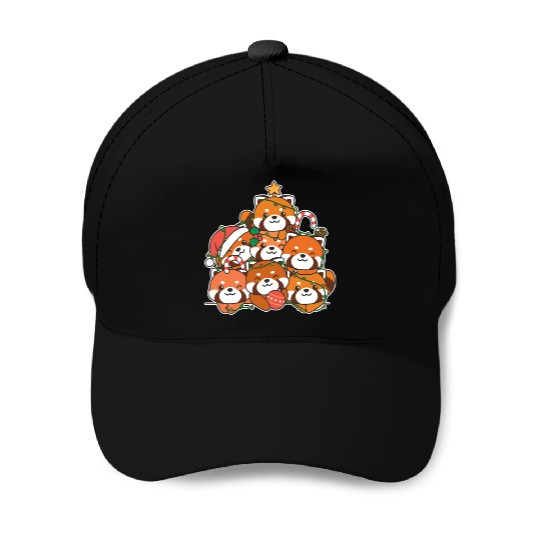 Red Panda Christmas Tree Funny Animal Baseball Caps