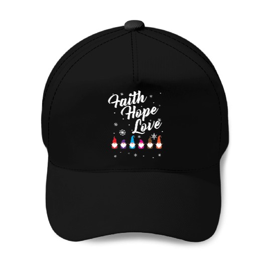 Religious Family Faith Hope Love Christmas Gnome Baseball Caps