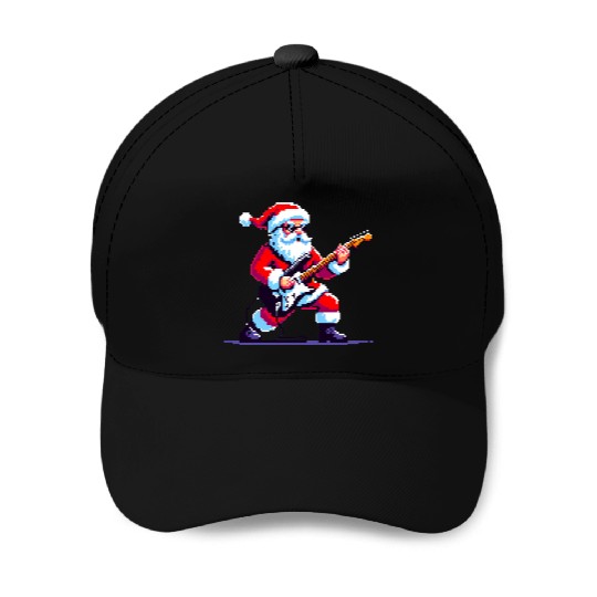 Rocking Santa 8-Bit Pixel Art Baseball Caps