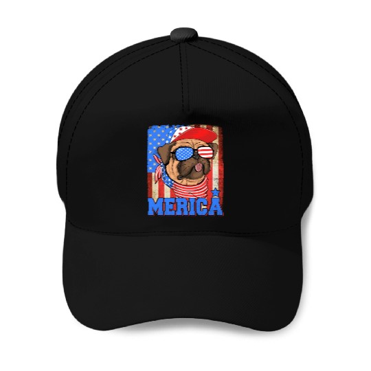 Funny Merica Retro Flag Us American Bulldog Baseball Caps
