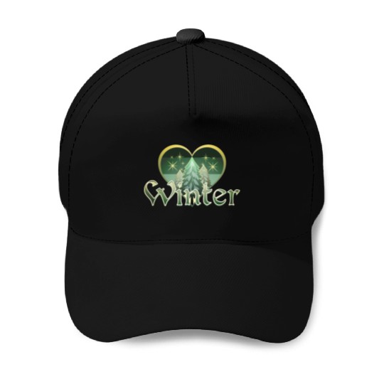 Winter Heart Evergreen Retro Sunset Baseball Caps
