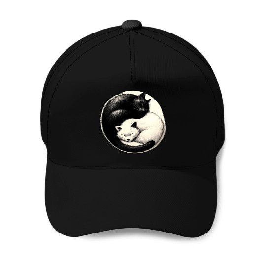 Yin and yang cats sleeping Baseball Caps