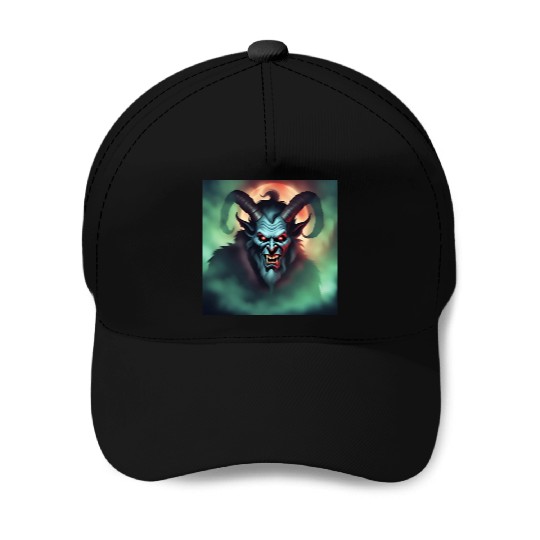 Krampus in Green Fog Baseball Caps