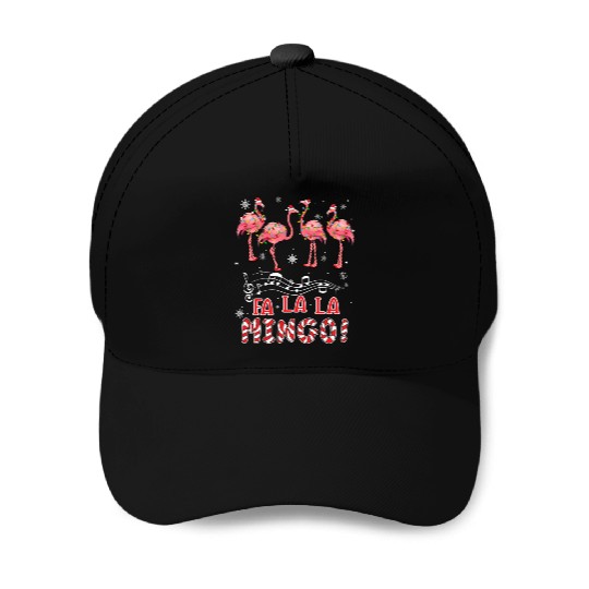 Candy Cane Flamingoes Fa La La Mingo Flamingo Baseball Caps