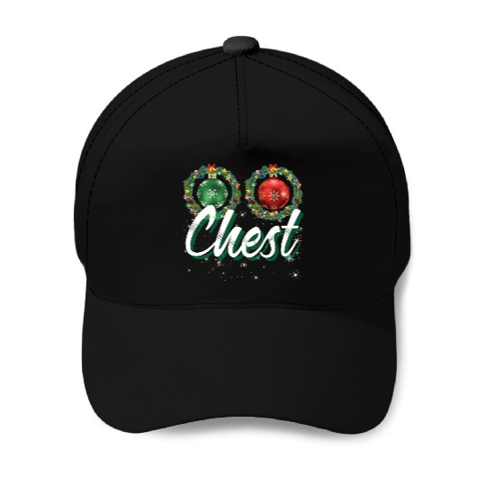 Chest Nuts Christmas Couple Funny Matching Baseball Caps