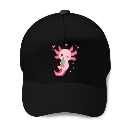 Boba Tea Bubble Tea Milk Tea Axolotl Baseball Caps