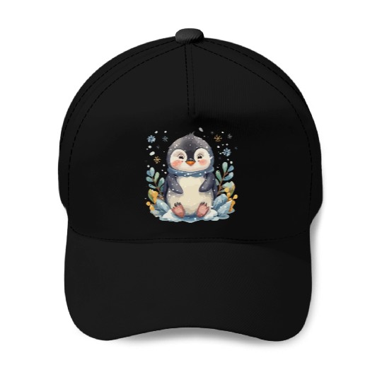 A cute penguin animal cartoon Baseball Caps