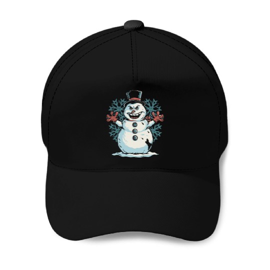 frosty snowman creepy Baseball Caps