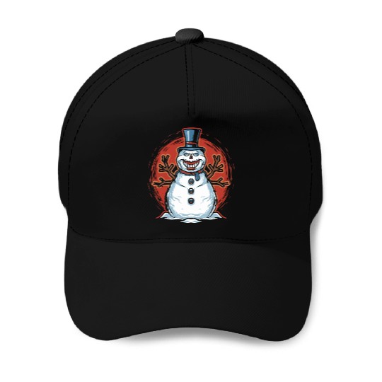 frosty snowman creepy Baseball Caps
