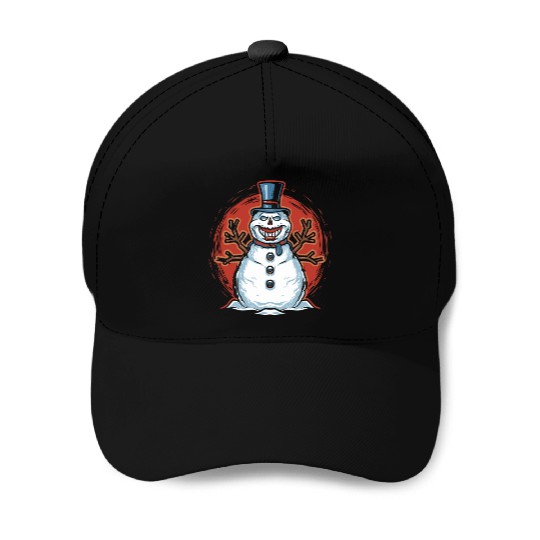 frosty snowman creepy Baseball Caps