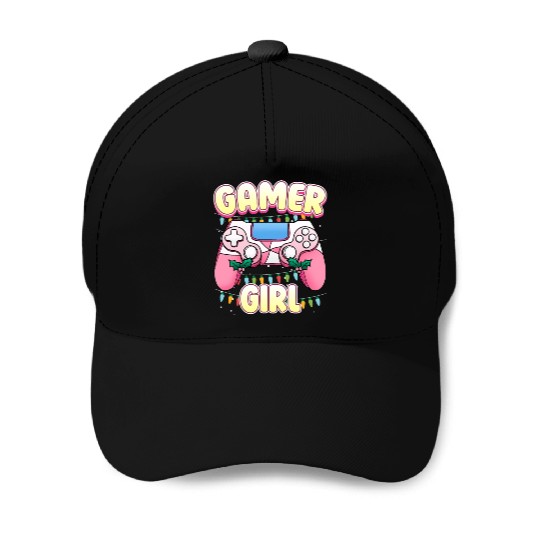 Gamer Girl Pink Controller Christmas Video Game Baseball Caps