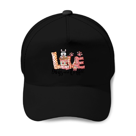 Husky Dog Coffee Lover Dog Mom Valentines Day Baseball Caps