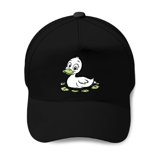 Cute duck swimming in a swamp Baseball Caps