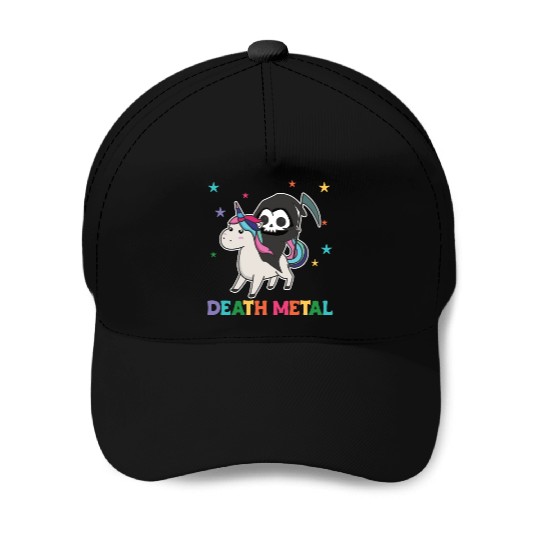 Death Metal - Death Riding Unicorn Funny Unicorn Baseball Caps