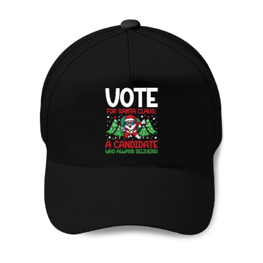 Santa Claus Candidate Christmas Tree Voting Voter Baseball Caps