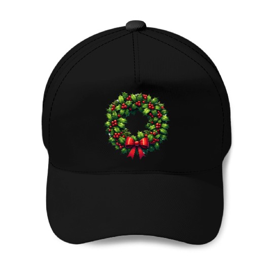 Festive Foliage: Classic Christmas Wreath Baseball Caps