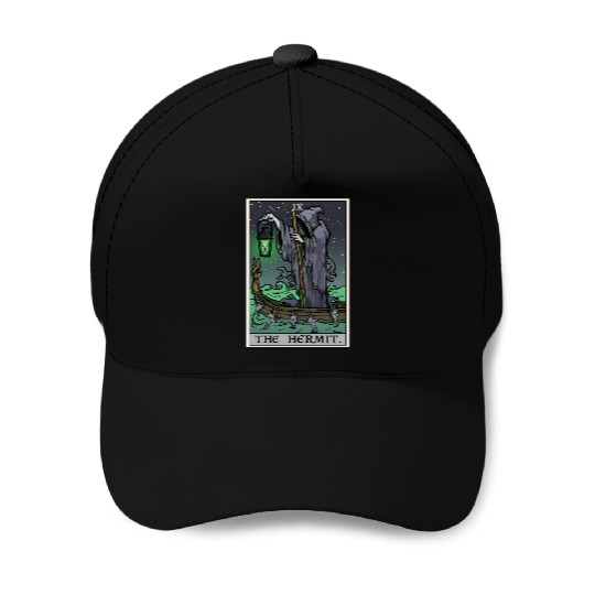 The Hermit Tarot Card Gothic Halloween Grim Reaper Baseball Caps