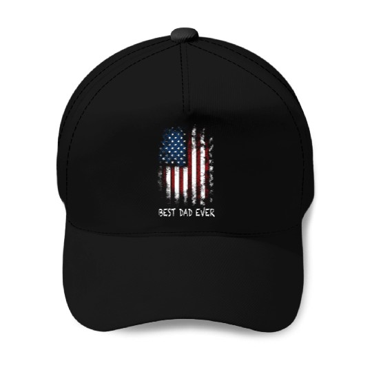 Best Dad Ever With US American Flag Gifts Fathers Baseball Caps
