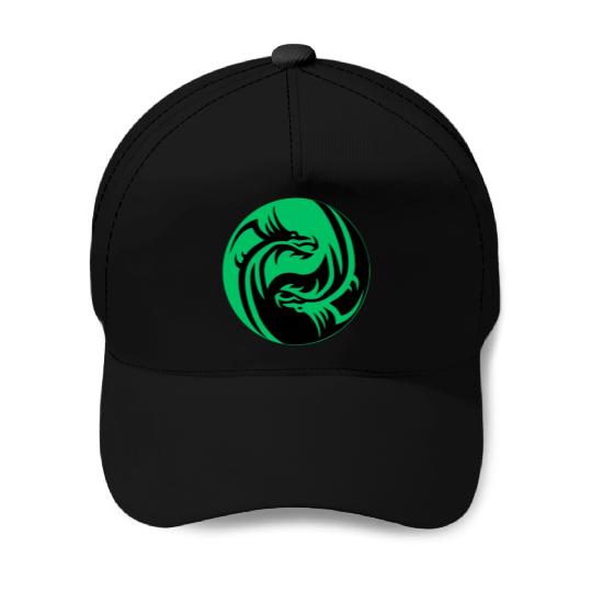 tow Dragonball in circle green and black Baseball Caps