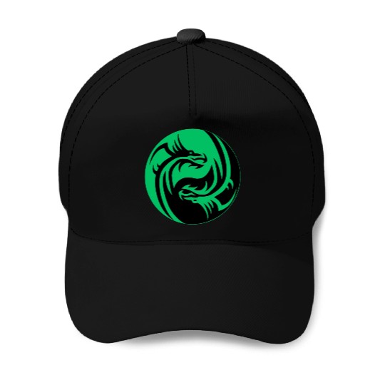 tow Dragonball in circle green and black Baseball Caps