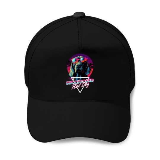 Retro Wave Bloodhound Hot Dog Baseball Caps