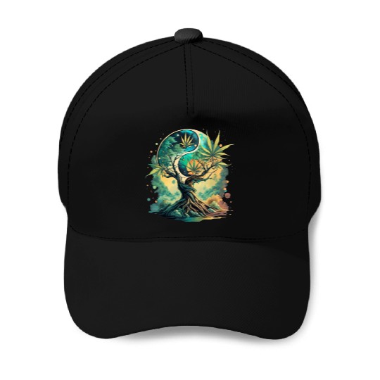 Tree Of Life Yin Yang Water Color Baseball Caps