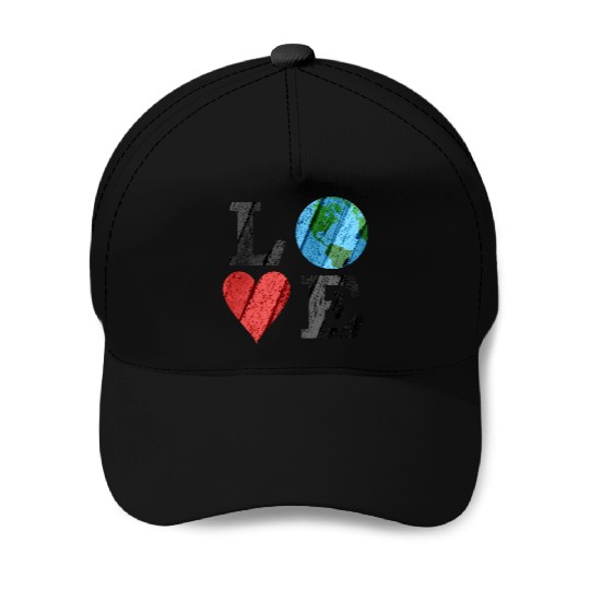 Earth Love With Heart And Earth Baseball Caps