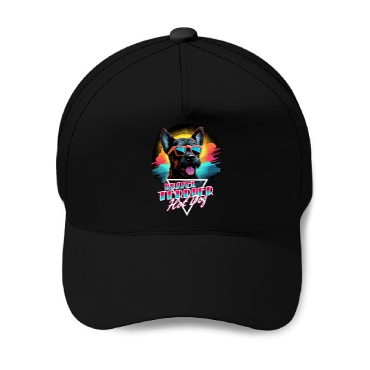 Retro Wave Jack Russel Terrier Hot Dog Baseball Caps