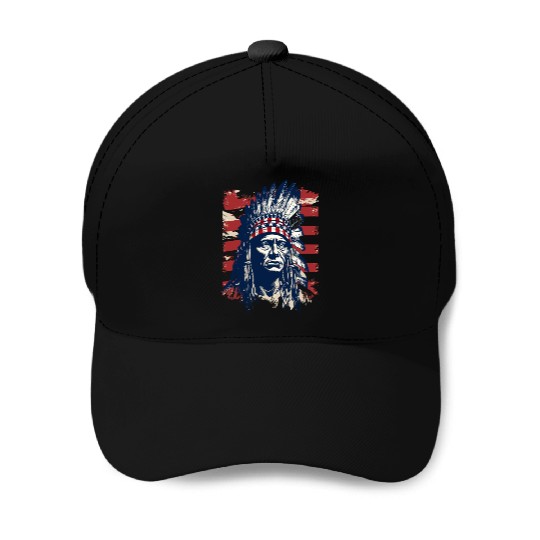 Indian Native American Chief Feather Headdress Baseball Caps