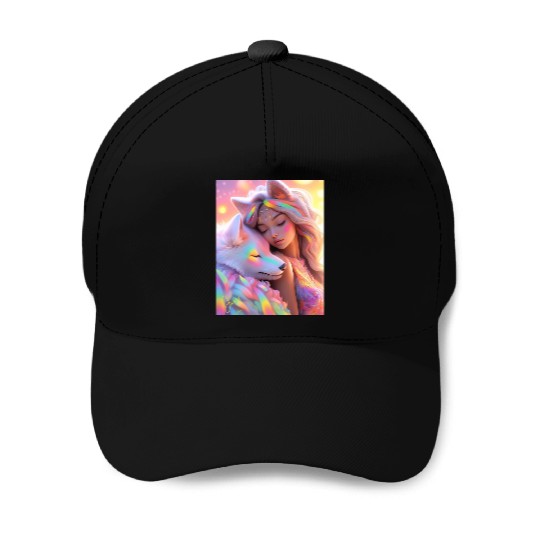 Rainbow Friends - White Wolf and Girl Baseball Caps