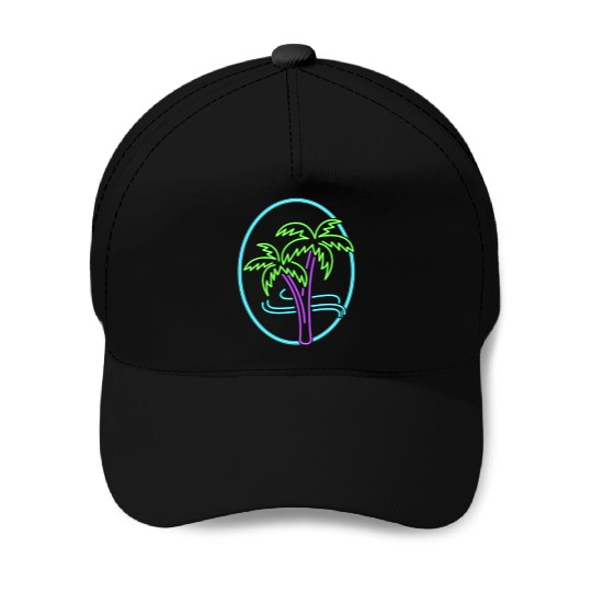 Vacation Baseball Caps, Neon Palm Trees Baseball Caps, Gift For