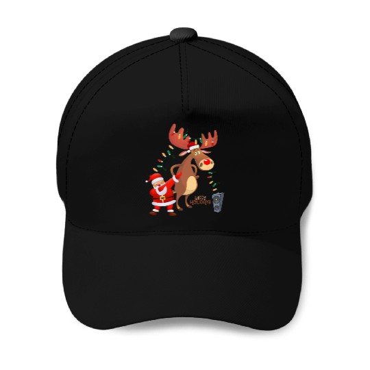 Christmas Lights Dabbing Santa Dancing Rudolph Baseball Caps