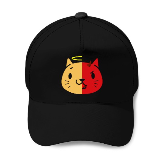 Two Face Cat Angel And Devil Baseball Caps