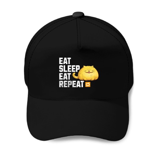 EAT SLEEP EAT REPEAT Fat Yellow Cat Lover Funny Baseball Caps