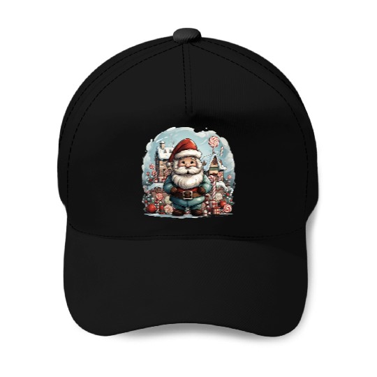a jolly Santa Claus surround Baseball Caps