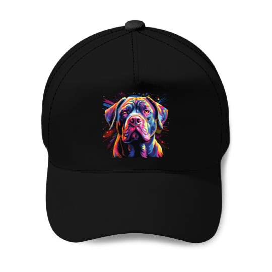Watercolor Colorful Cane Corso Baseball Caps